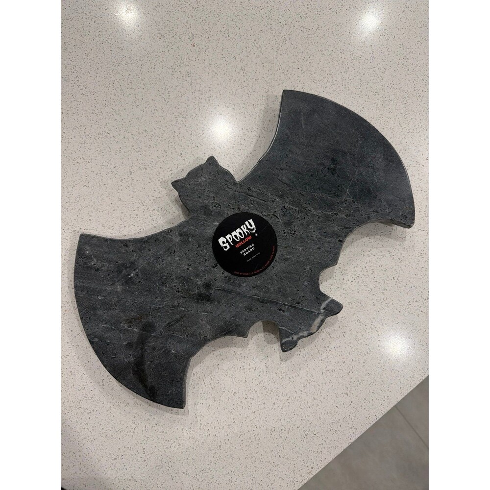 NEW Halloween Dark Grey Marble Bat Shaped Charcuterie Cutting Board